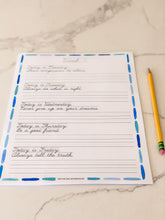 Load image into Gallery viewer, Weekly Character Building Cursive Copywork Practice