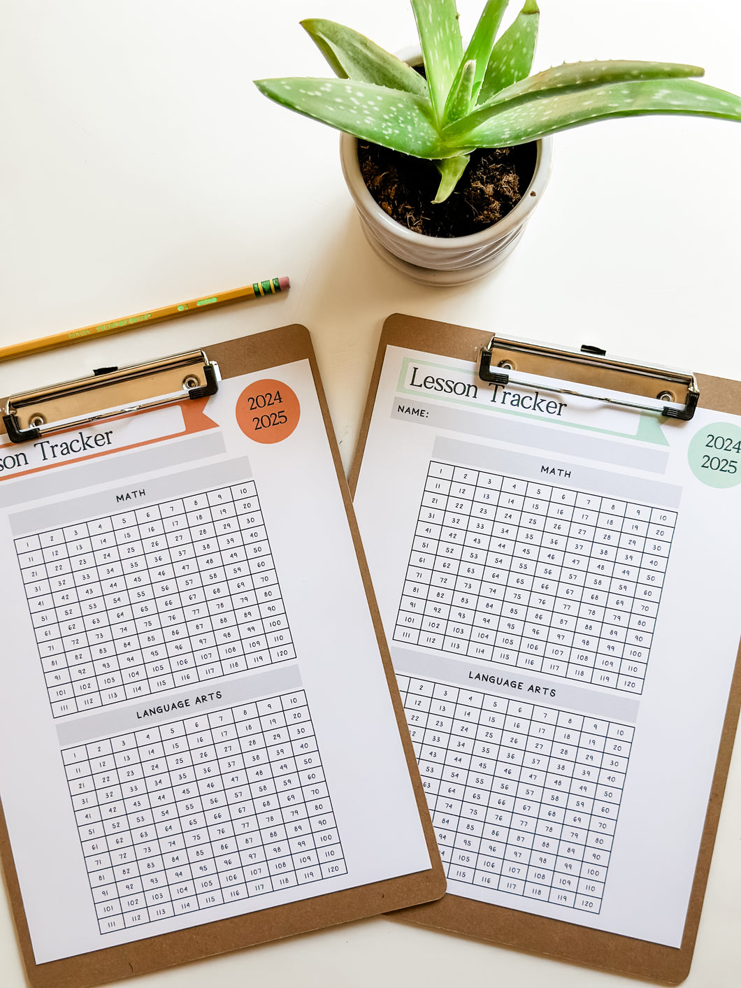 L.A. & Math Lesson Tracker (120 Lessons)