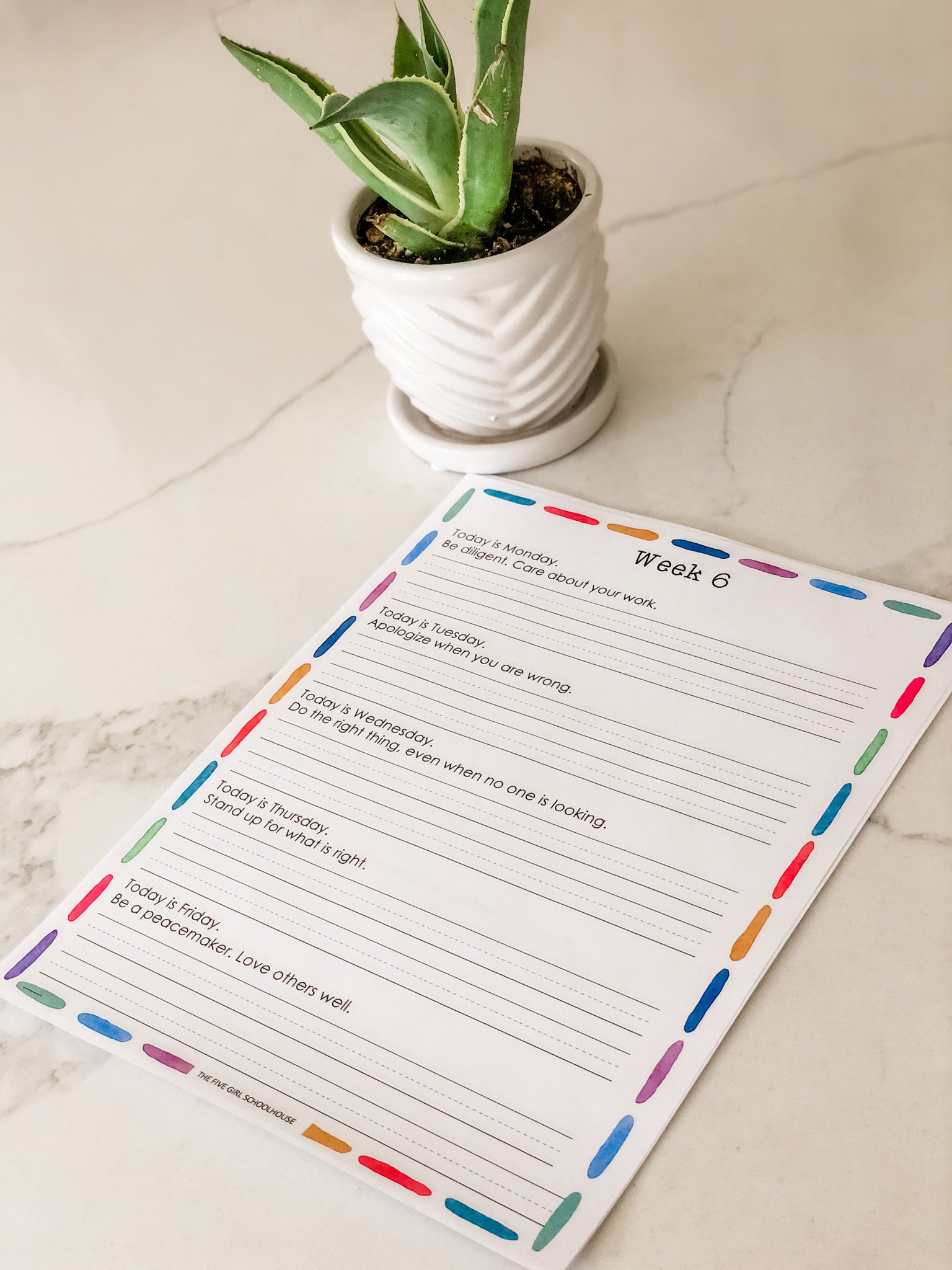 Weekly Character Building Copywork Practice - The Five Girl Schoolhouse