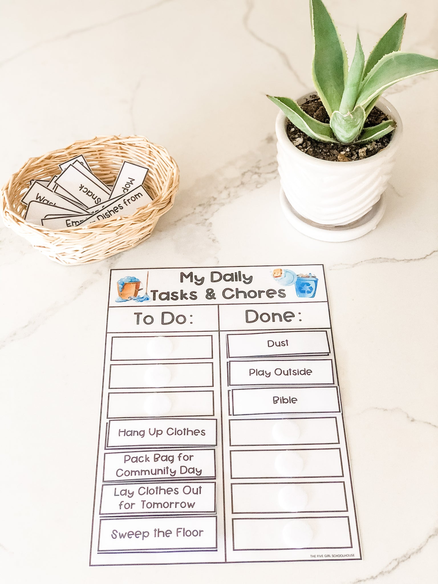 My Daily Tasks & Chores Chart - The Five Girl Schoolhouse