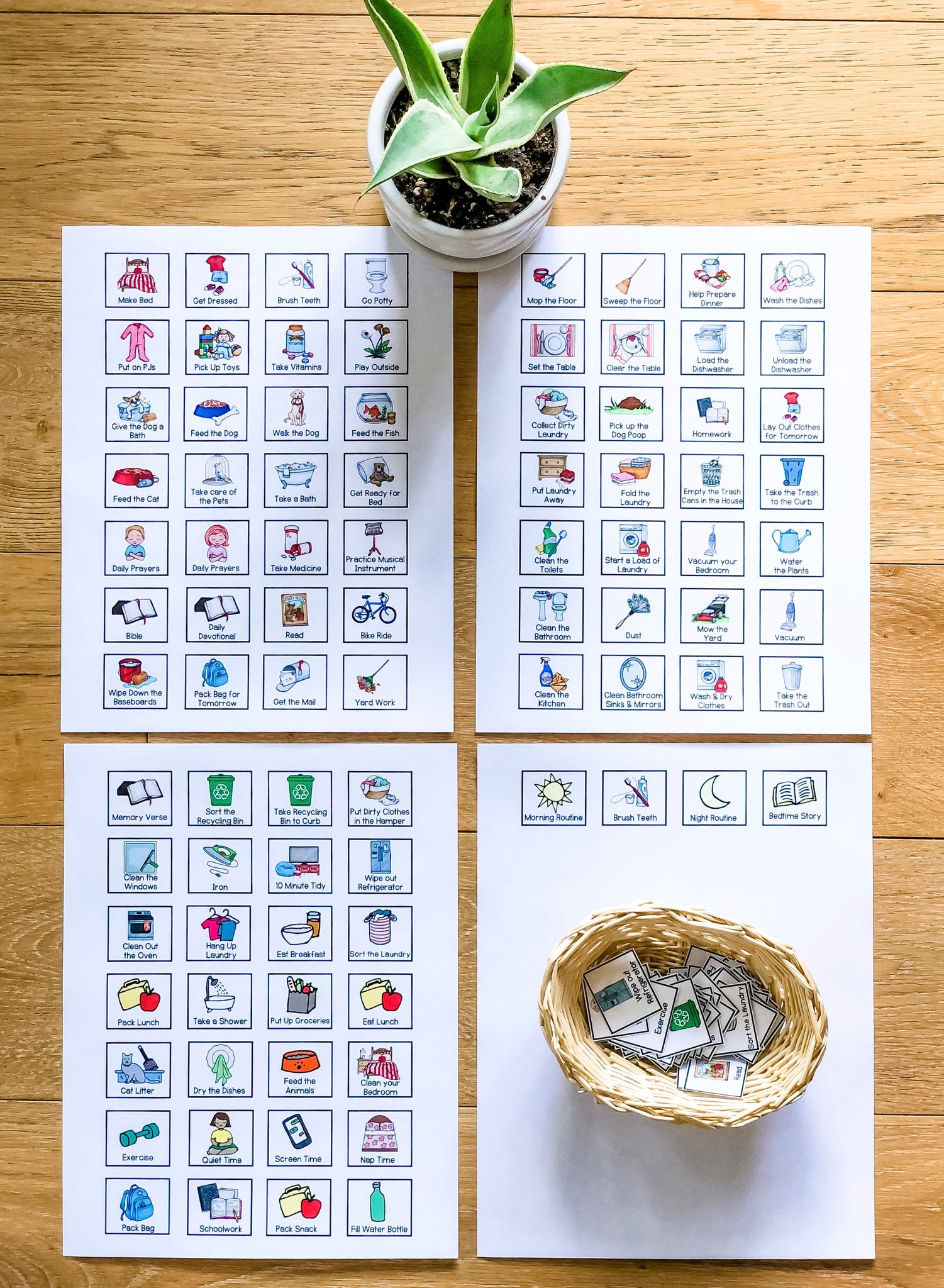 Visual Daily Tasks & Chores Chart - The Five Girl Schoolhouse