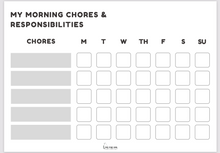Load image into Gallery viewer, Chores &amp; Responsibilities Chart- Daily &amp; Morning
