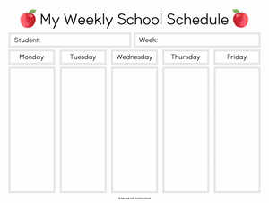 My Weekly School Schedule Planner