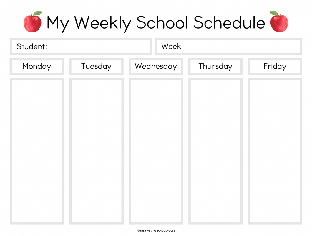 My Weekly School Schedule Planner - The Five Girl Schoolhouse my-weekly-school-schedule-planner-the-five-girl-schoolhouse