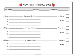 Curriculum Picks Template 2022-2023